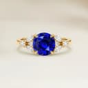Floral Blue Sapphire Round Ring, 2.52ct