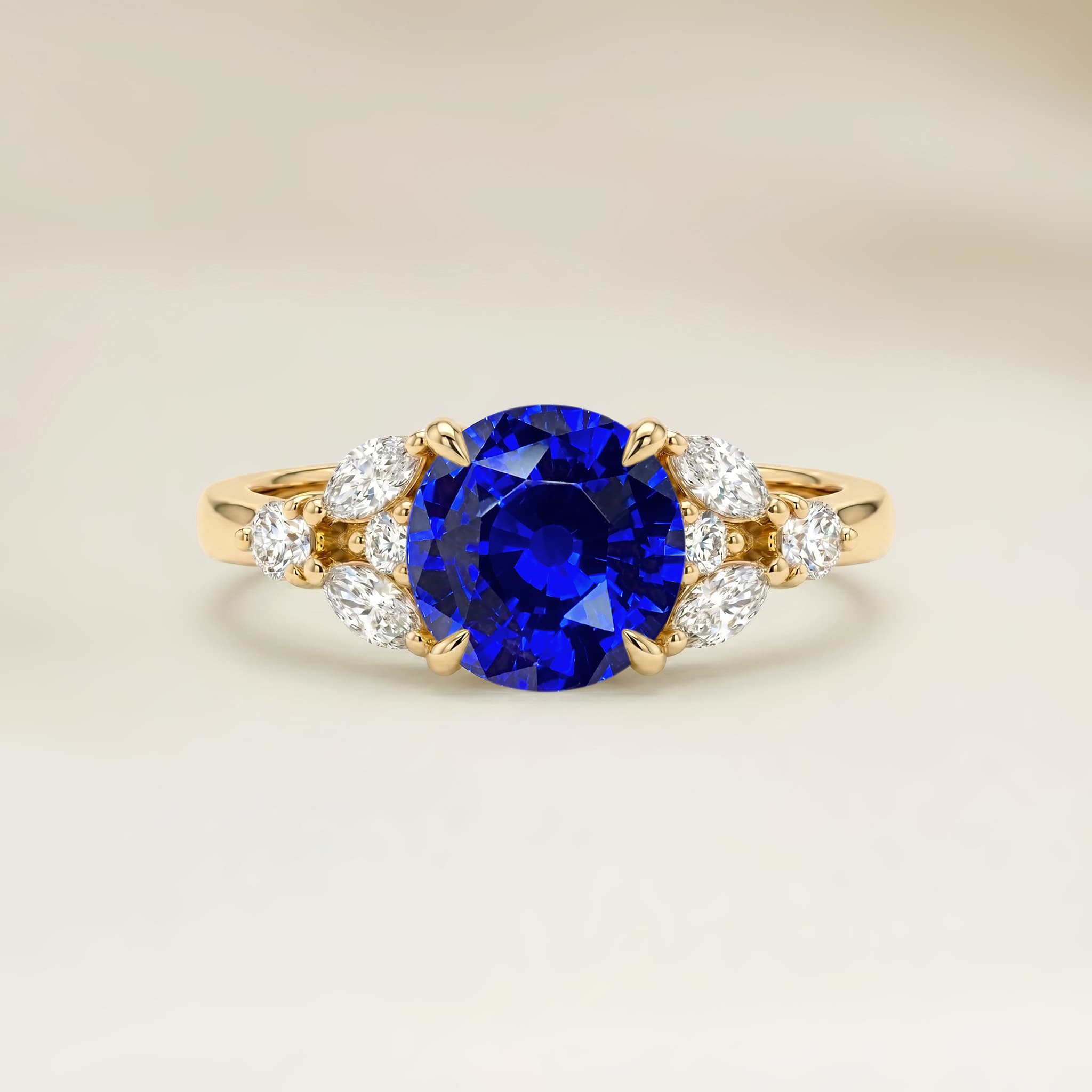 Bague Floral Saphir Bleu Rond de 2,52ct image 2