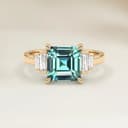 Art Deco Teal Sapphire Emerald Cut Ring 1.20ct