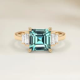 Anello Art Déco Zaffiro Teal Emerald Cut da 1,20ct