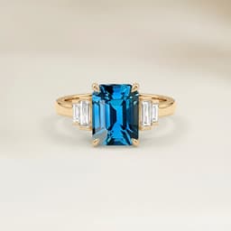Ring Art Déco Teal-Saphir Emerald Cut 1,11 ct