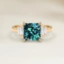 Bague Art Deco Saphir Teal Emerald Cut de 1,56ct