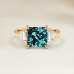 Art-Déco-Ring Teal-Saphir Emerald Cut 1,56 ct