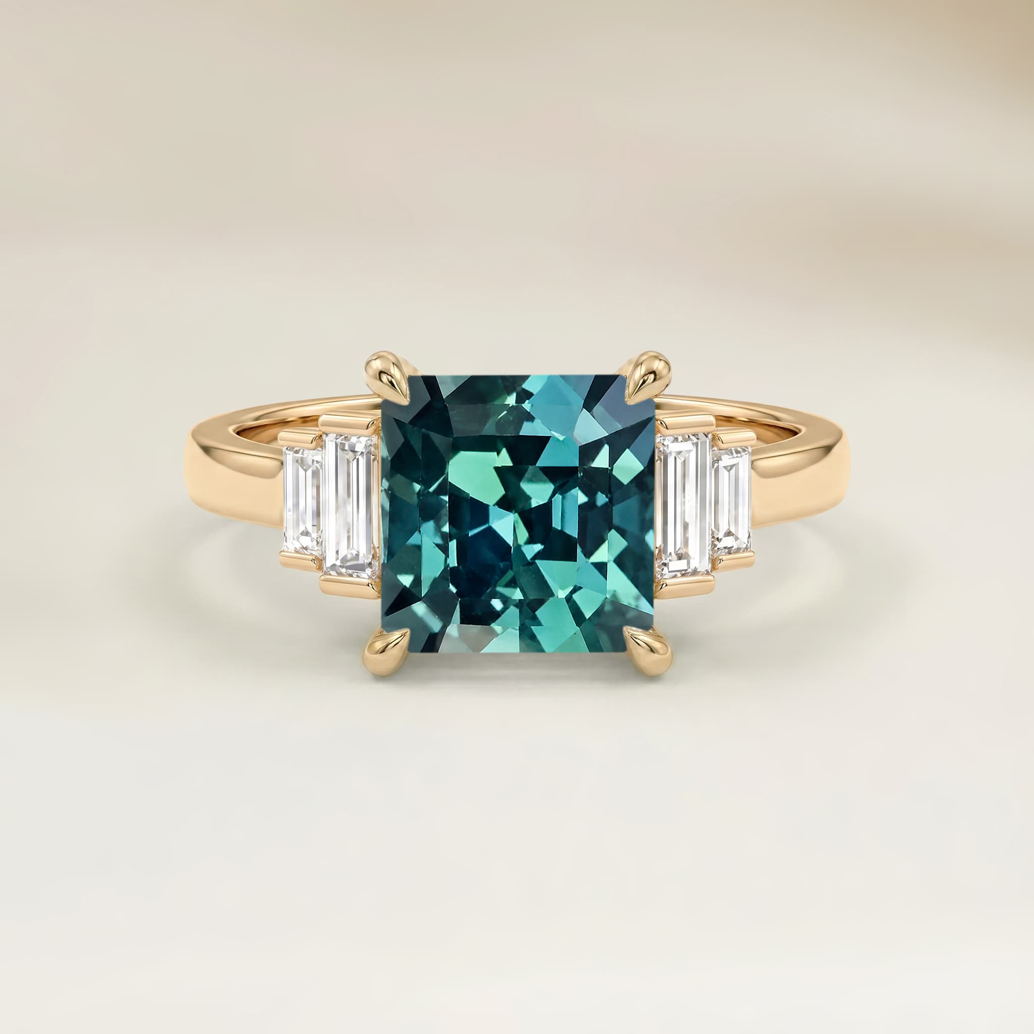 Bague Art Deco Saphir Teal Emerald Cut de 1,56ct image 2