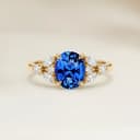 Bague Floral Saphir Bleu Ovale de 1,56ct