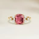 Floral Padparadscha Sapphire Cushion Ring 1.54ct