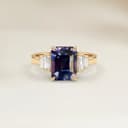 Art Deco Bicolour Sapphire Rectangle Ring, 1.06ct
