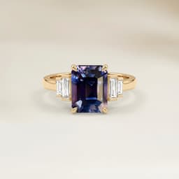 Ring Art Déco Bicolor-Saphir Rechteck 1,06 ct