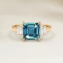 Bague Art Deco Saphir Teal Emerald Cut de 1,53ct