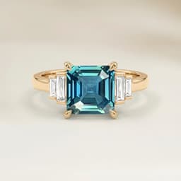 Anillo Art Deco Zafiro Teal Emerald Cut de 1,53ct