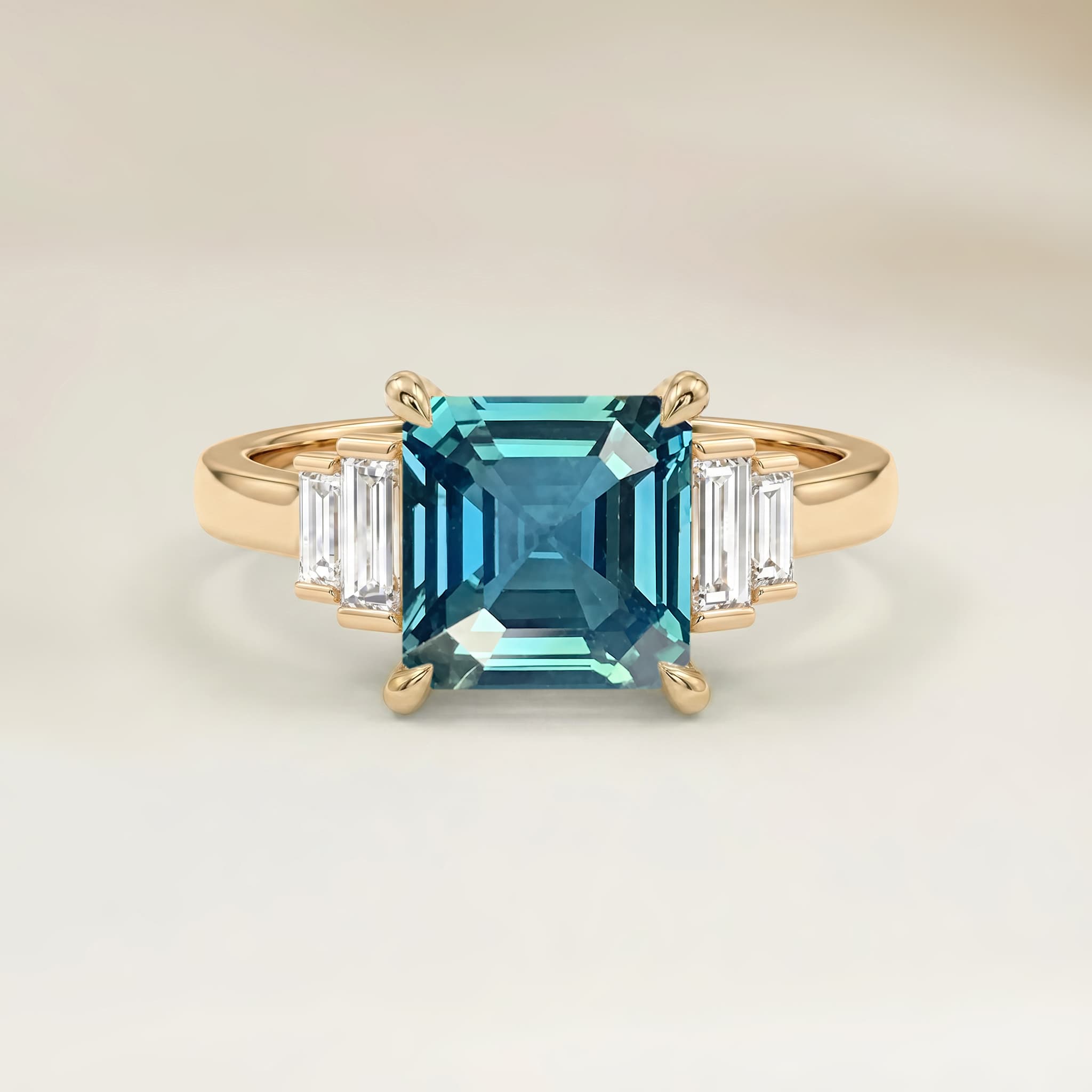 Bague Art Deco Saphir Teal Emerald Cut de 1,53ct image 2