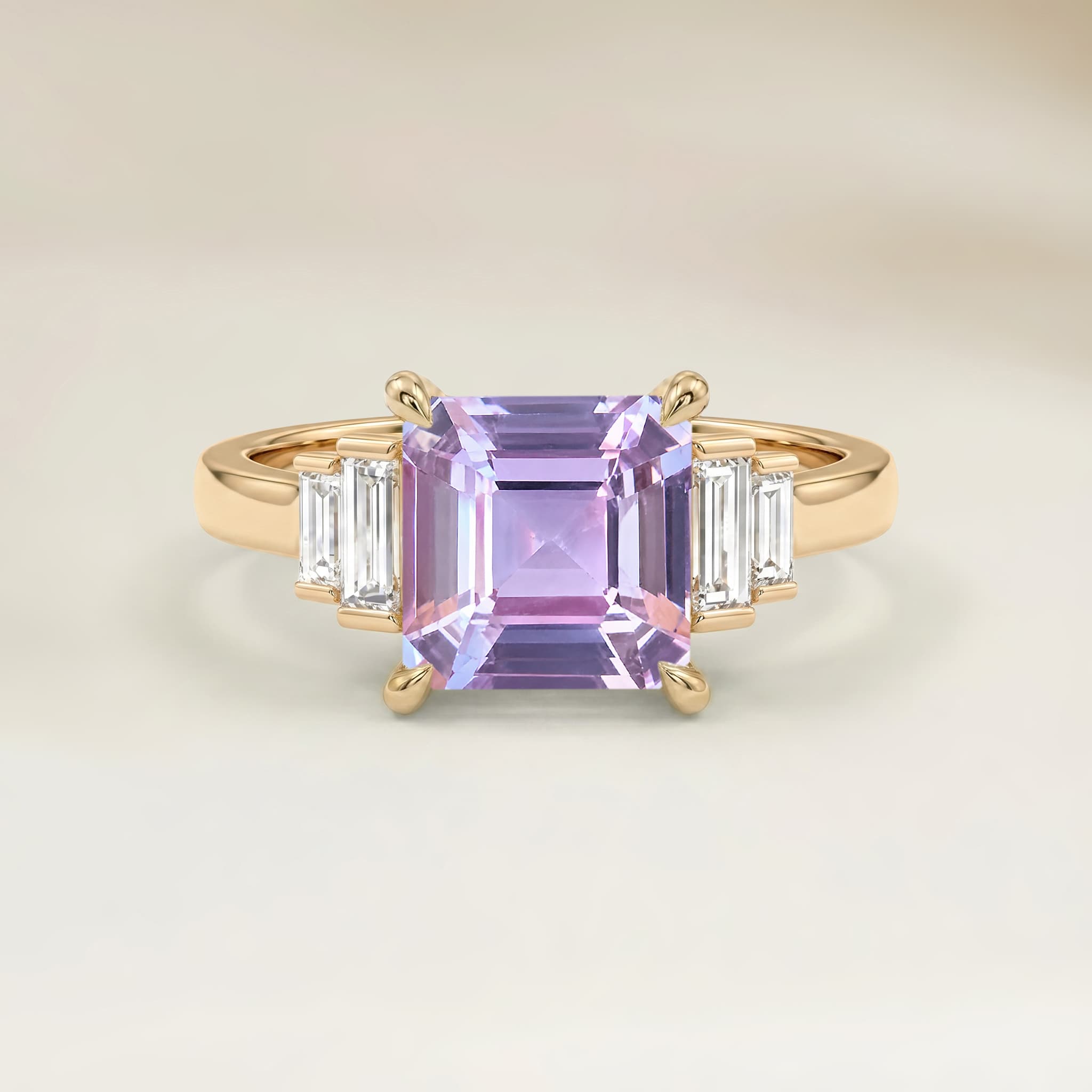 Bague Art Deco Saphir Rose Emerald Cut de 1,12ct image 2