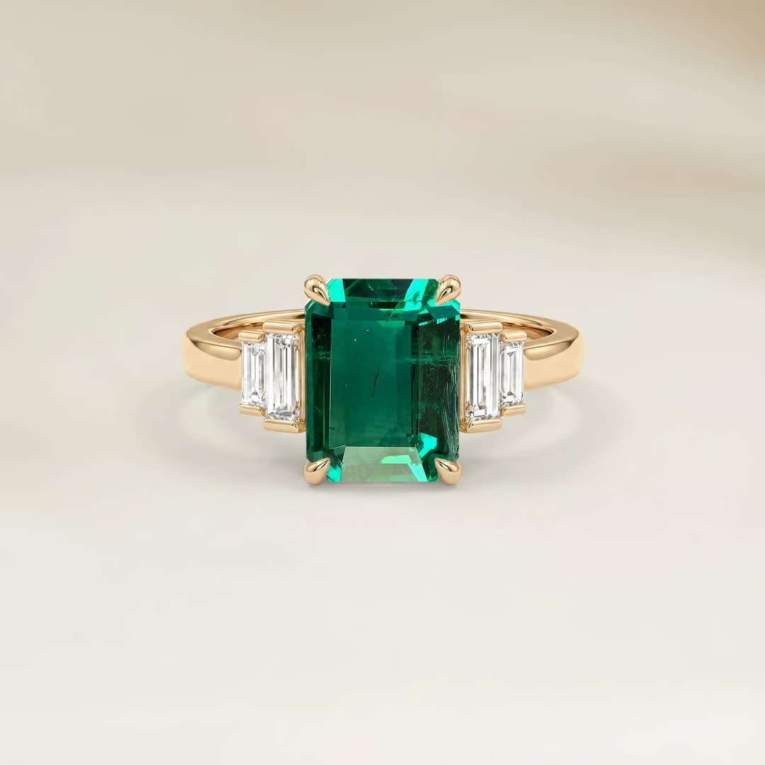 Art Deco Zambian Emerald Rectangle Ring, 1.46ct