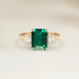 Art Deco Zambian Emerald Rectangle Ring, 1.46ct