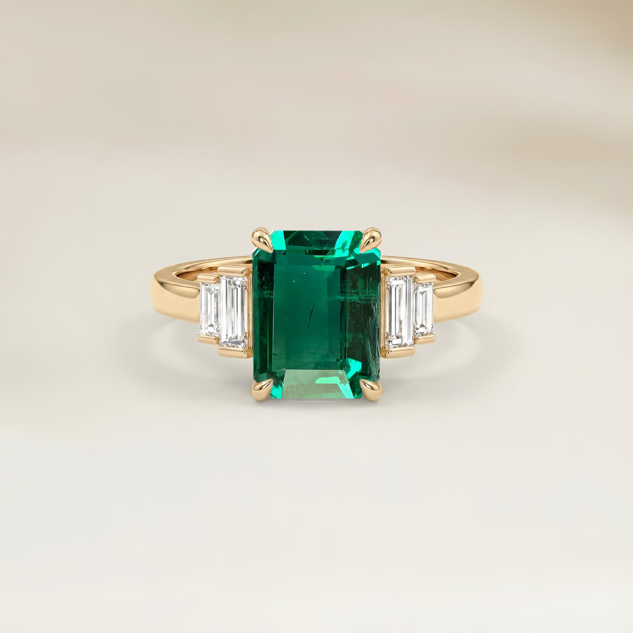 Bague Art Deco Emeraude de Zambie Rectangle de 1,46ct image 2