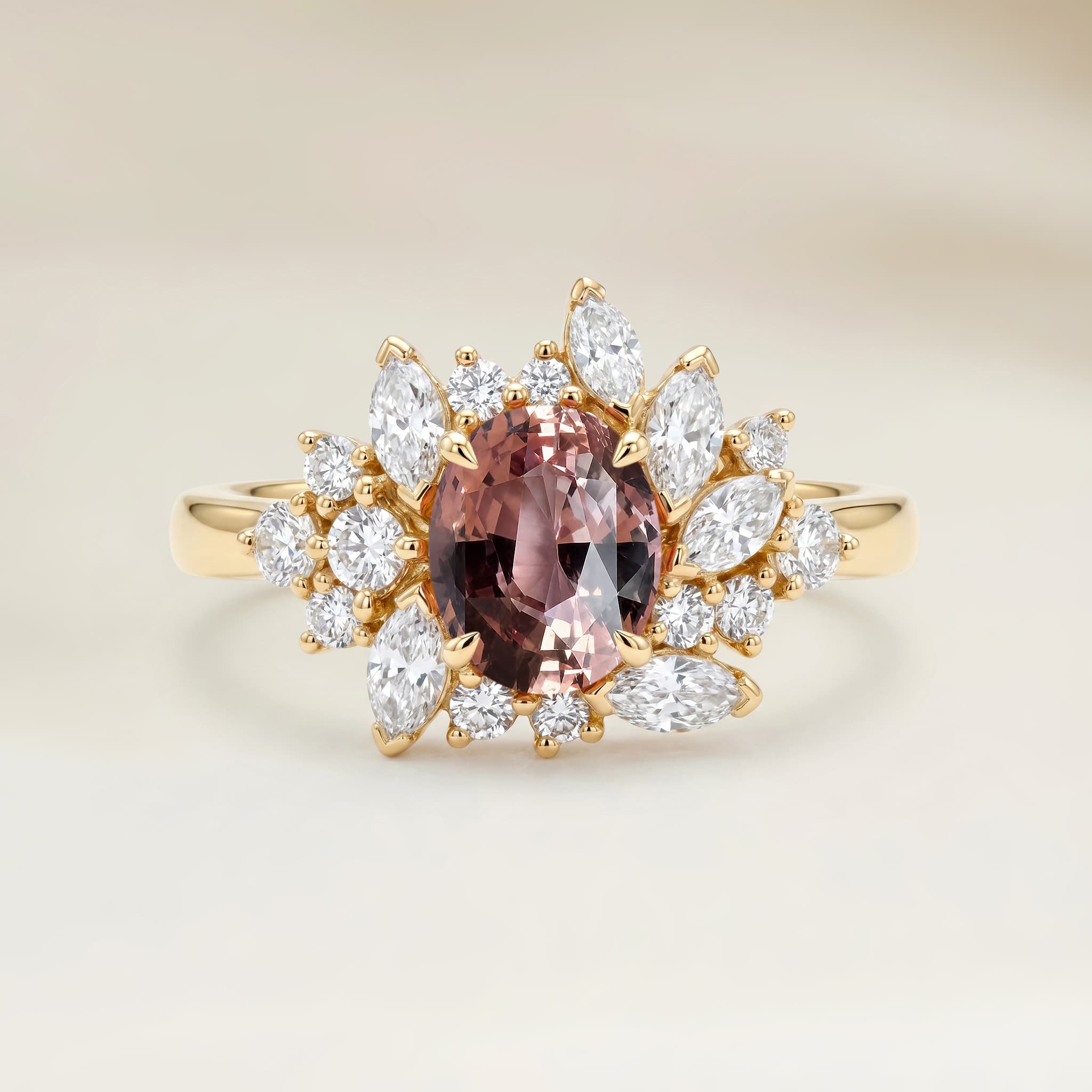 Bague Floral Saphir Padparadscha Ovale de 1,54ct image 2