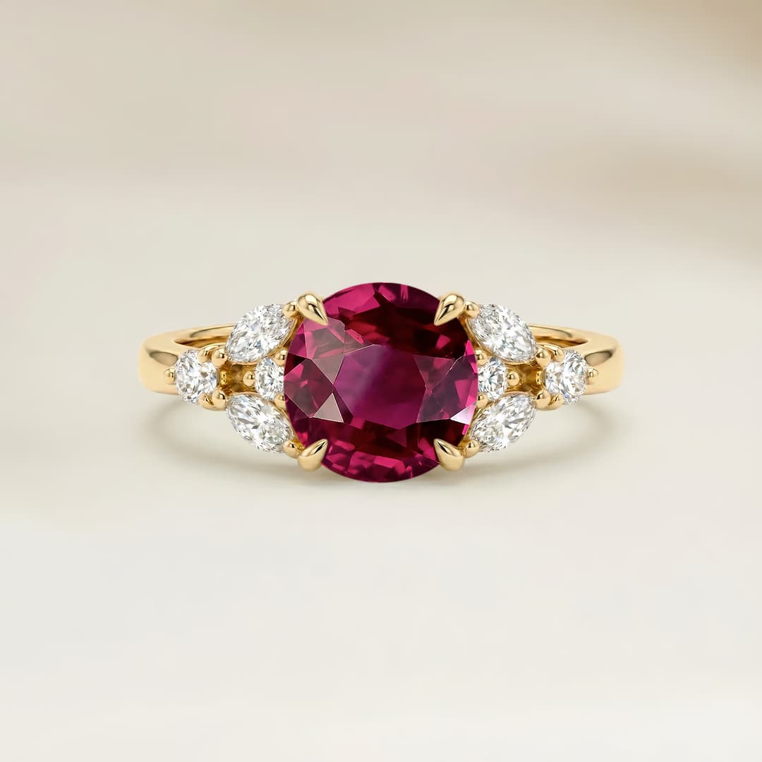 Floral Oval Ruby Ring 1.02ct
