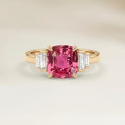 Art-Déco-Ring mit Padparadscha-Saphir, Kissenschliff, 1,06 ct