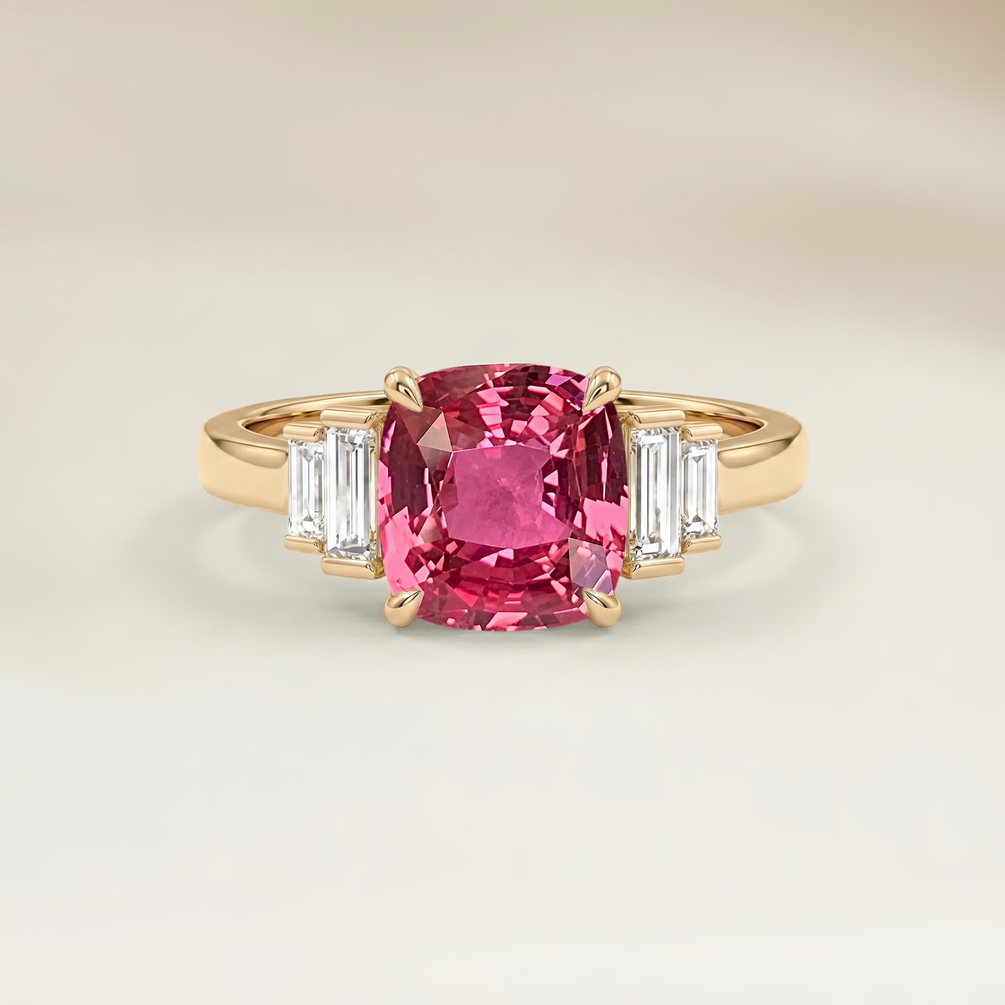 Bague Art Deco Saphir Padparadscha Coussin de 1,06ct image 2