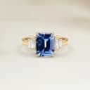Ring Art Déco Blauer Saphir Rechteck 0,90 ct