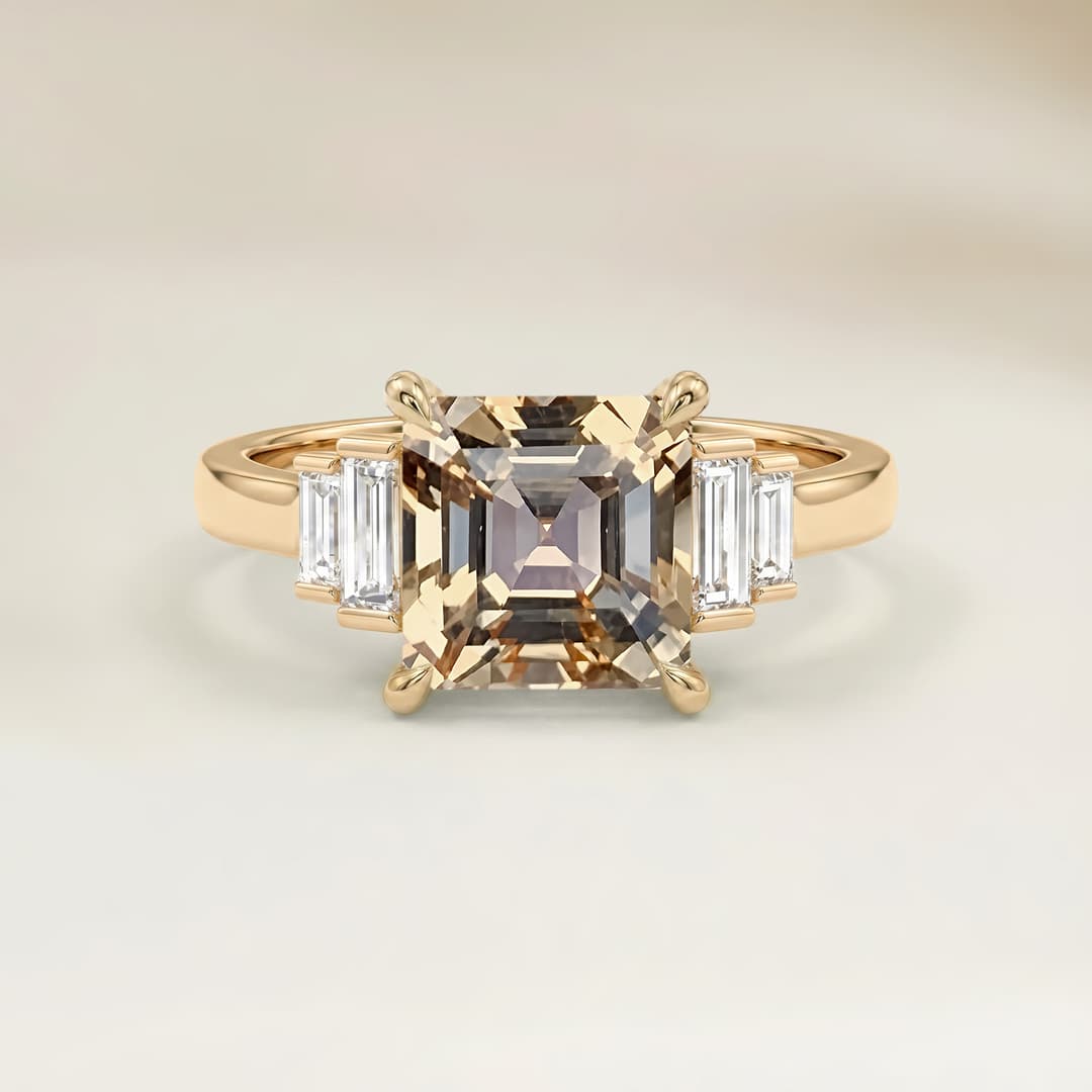 Anillo Art Déco Zafiro Emerald Cut de 1,32ct