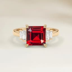 Art Deco Red Spinel Emerald Cut Ring 1.09ct