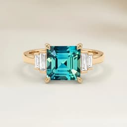 Art-Déco-Ring Teal-Saphir Emerald Cut 1,28 ct