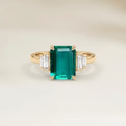 Anillo Art Déco Esmeralda de Zambia Rectángulo de 1,34ct