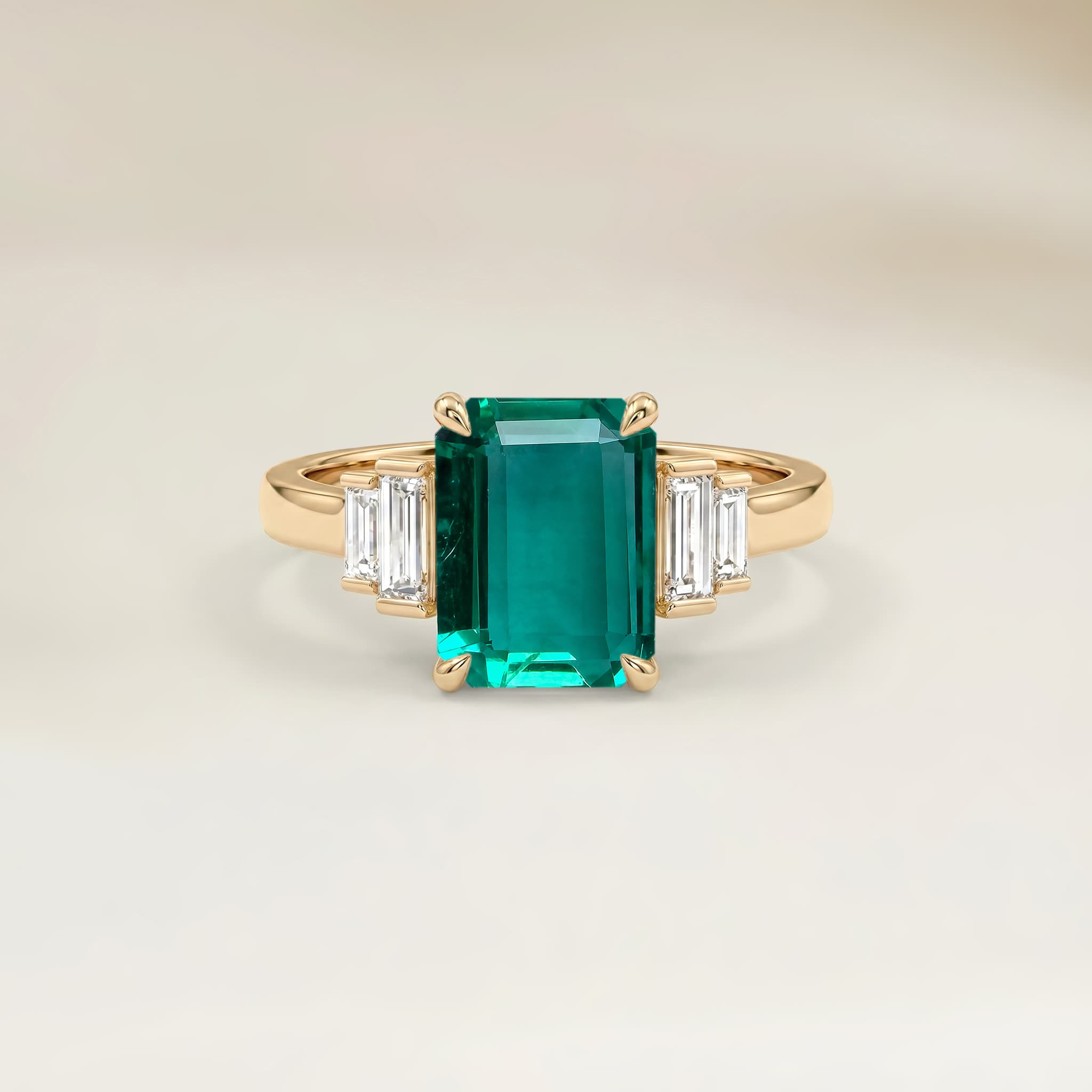 Bague Art Deco Emeraude de Zambie Rectangle de 1,34ct image 2