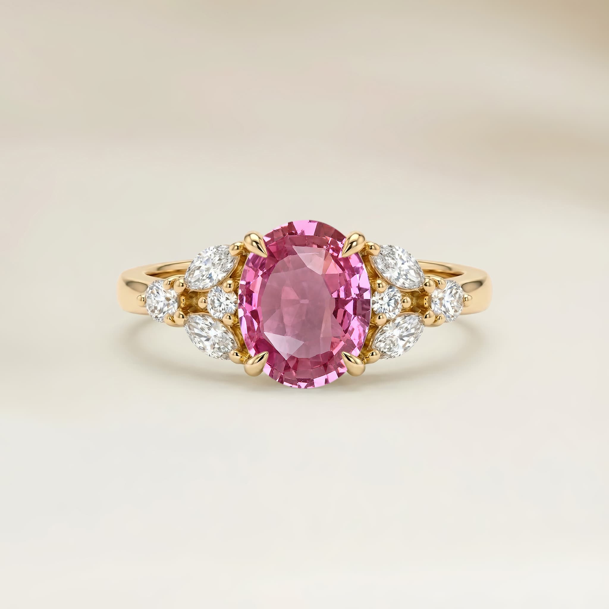 Bague Floral Saphir Padparadscha Ovale de 1,07ct image 2