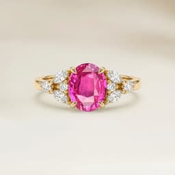 Floraler Ring Ovaler Rosa Saphir 1,02ct