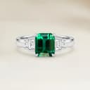 Art Deco Ring with a 1.71ct Rectangle Zambian Emerald
