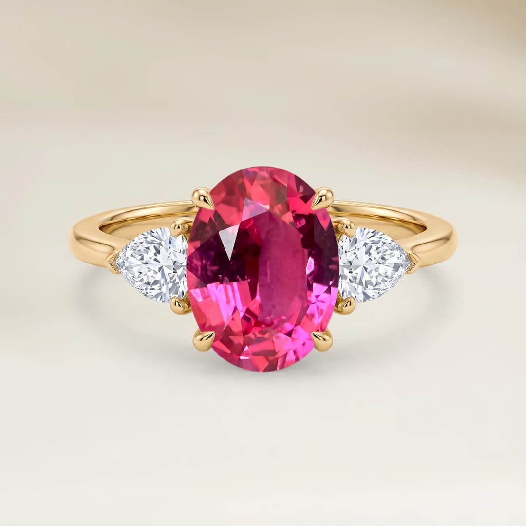 Shoulder-Set Ring in Natural Pink Spinel Oval 1.59ct