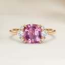 Shoulder-Set Ring Cushion Padparadscha Sapphire 1.53ct