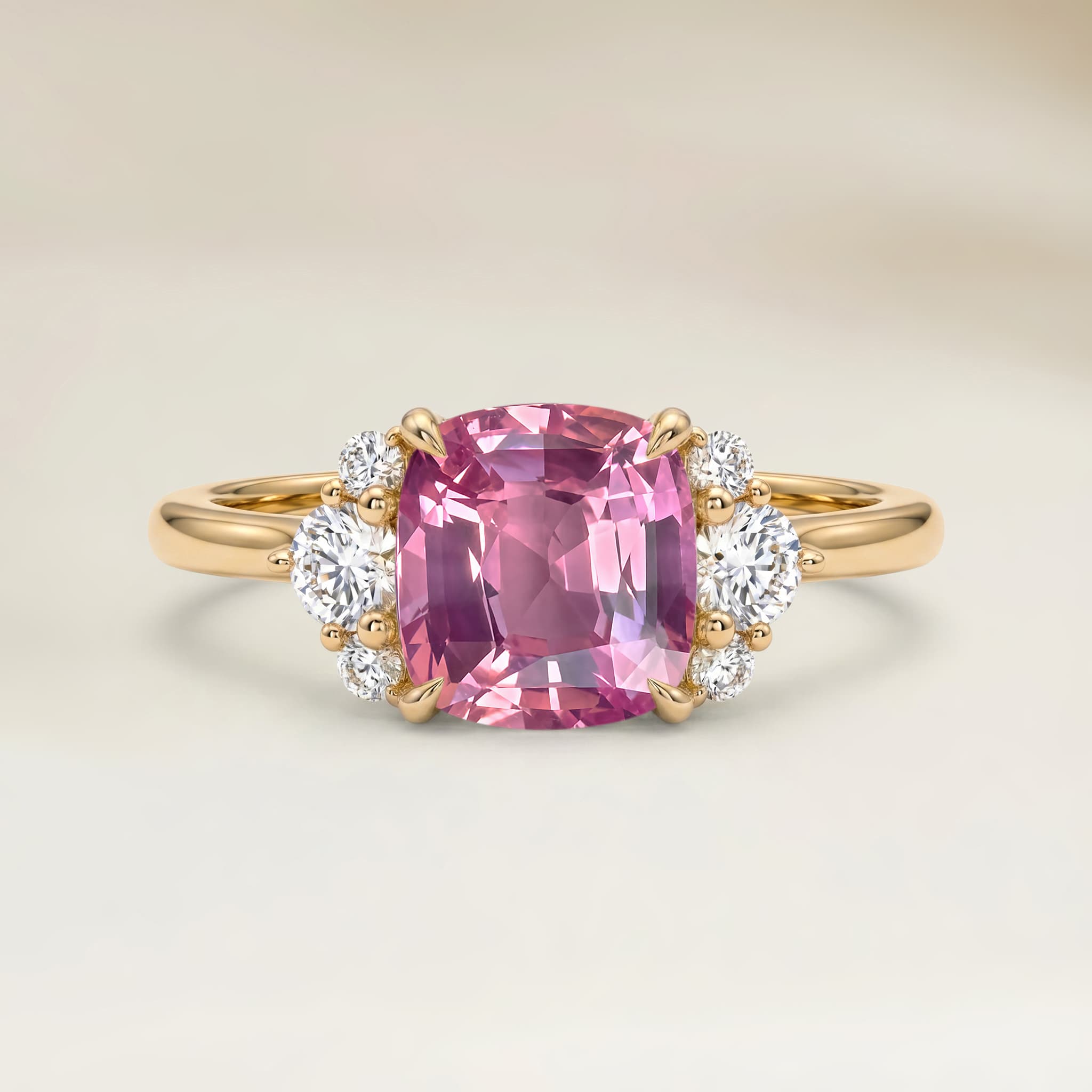 Bague Epaulé Saphir Padparadscha Coussin de 1,53ct image 2