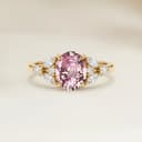 Floral Padparadscha Sapphire Ring, Oval 1.67ct