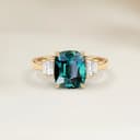Art Deco Ring Teal Sapphire Cushion Cut 1.61ct