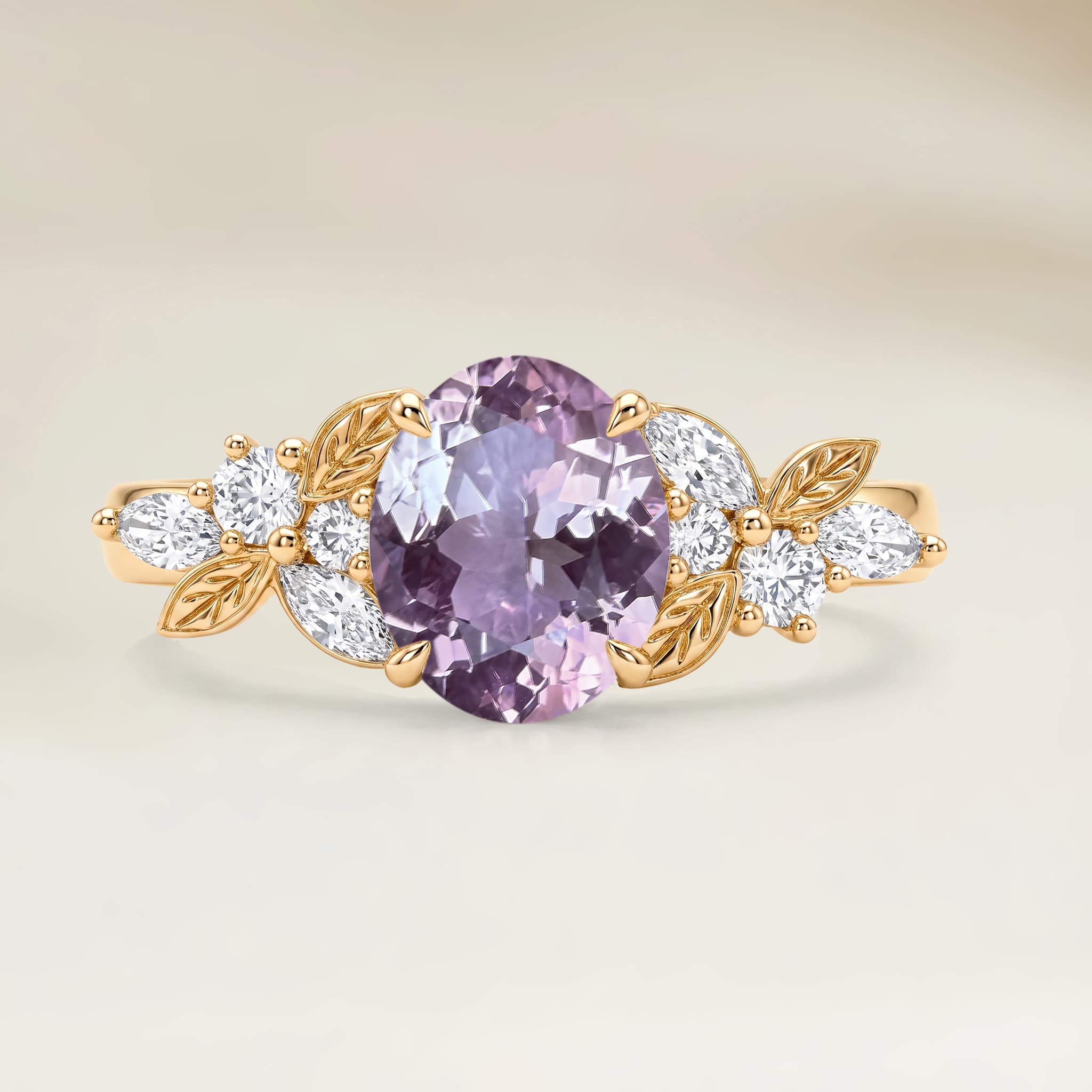 Floral Pink Tourmaline Oval Ring, 1.06ct