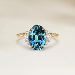 Bague Epaulé Saphir Teal Ovale de 1,56ct