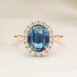 Bague Vintage Saphir Teal Ovale de 2,01ct