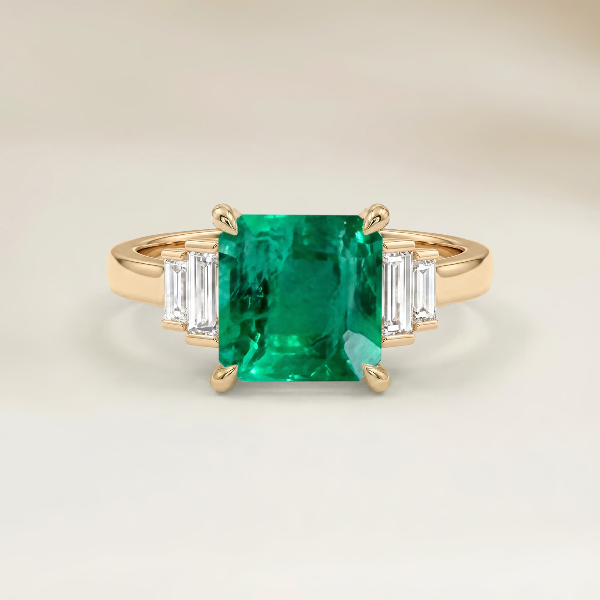 Bague Art Deco Emeraude de Zambie Rectangle de 0,51ct image 2