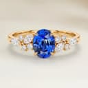Bague Floral Saphir Bleu Ovale de 2,12ct