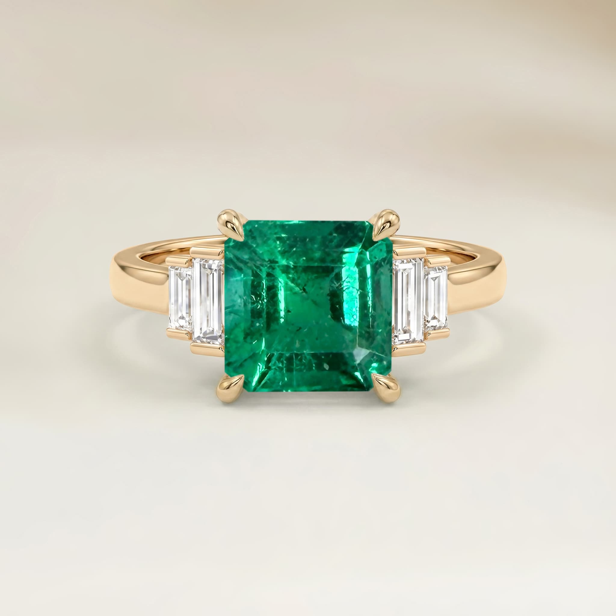 Bague Art Deco Emeraude de Zambie Carré de 0,96ct