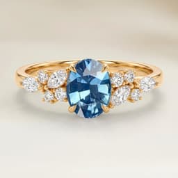 Ring Blüten Blauer Saphir Oval 2,05ct