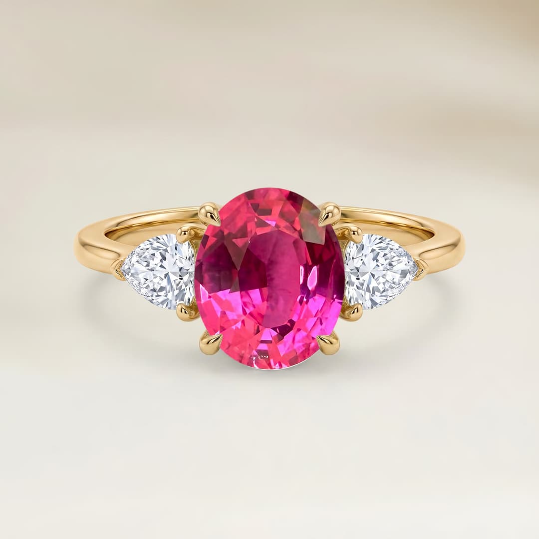 Shoulder-Set Ring in Pink Spinel Oval 1.78ct