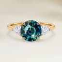 Bague Epaulé Saphir Teal Rond de 2,58ct