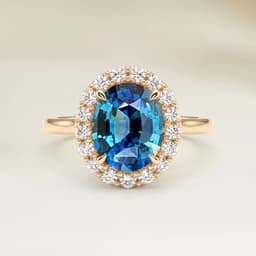 Bague Vintage Saphir Teal Ovale de 2,04ct