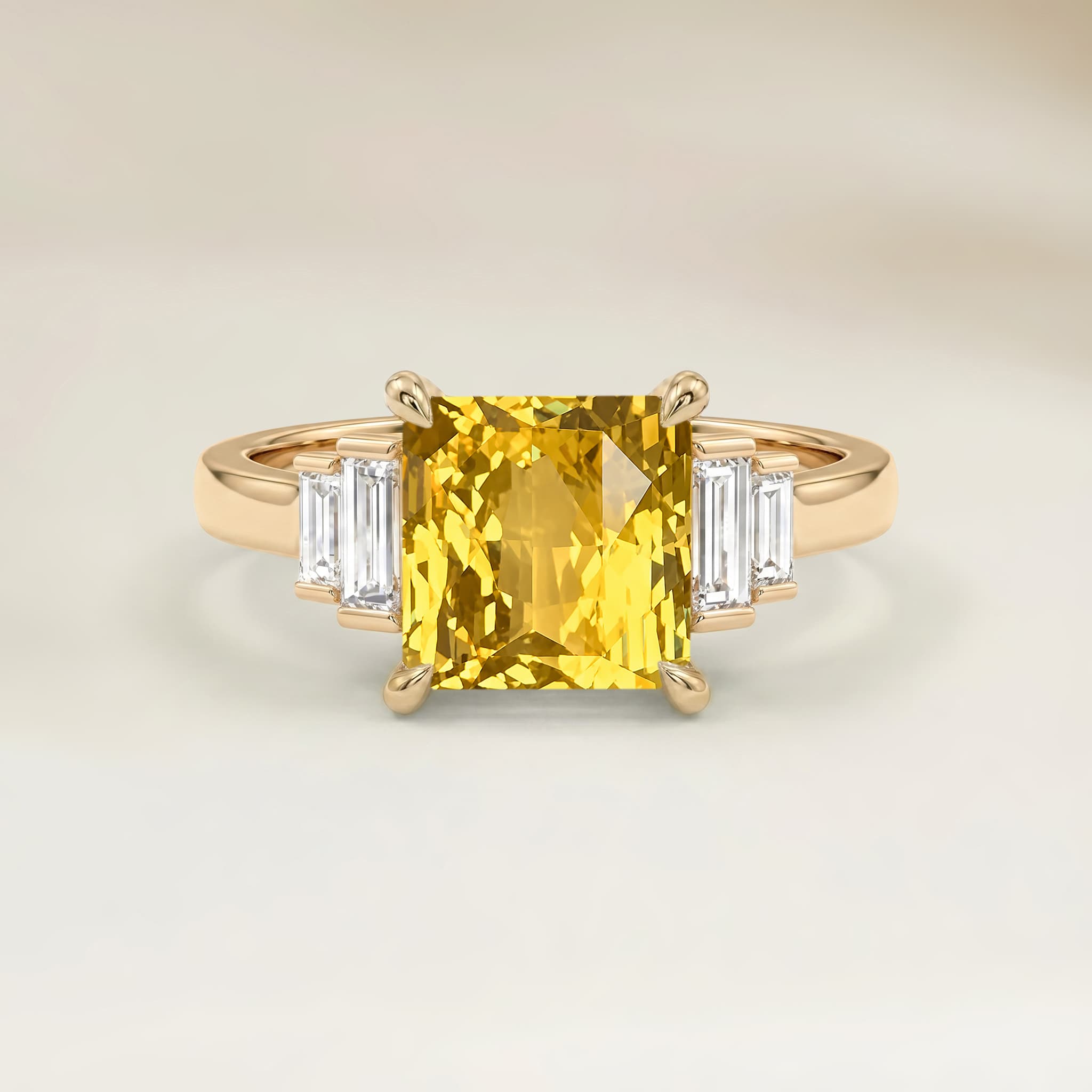 Anel Art Déco Safira Amarela Radiant de 2,55ct