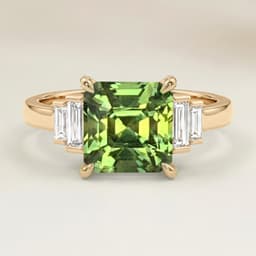 Ring Art Déco Grüner Saphir Rechteck 2,56 ct
