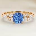 Anillo Floral Zafiro Azul Cojín de 2,71ct